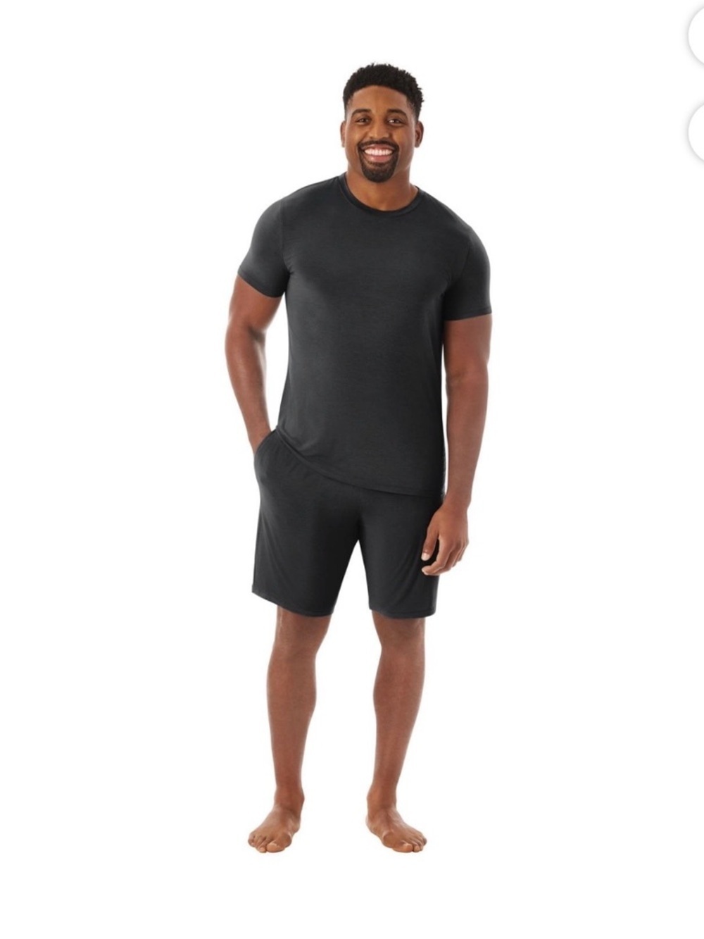 Men's Black Short Sleeve Undershirt and Shorts Pajama Set